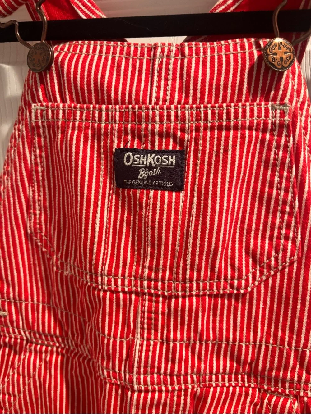 OshKosh B'gosh Red and White Striped Kids Lined Overalls